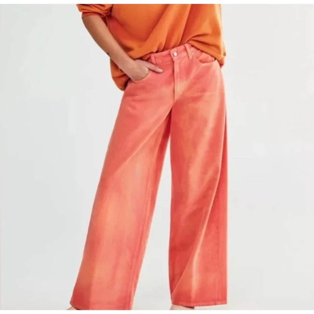 We The Free Waterfalls Baggy Wide-Leg Jeans in Orange Size 27 - Picture 1 of 13
